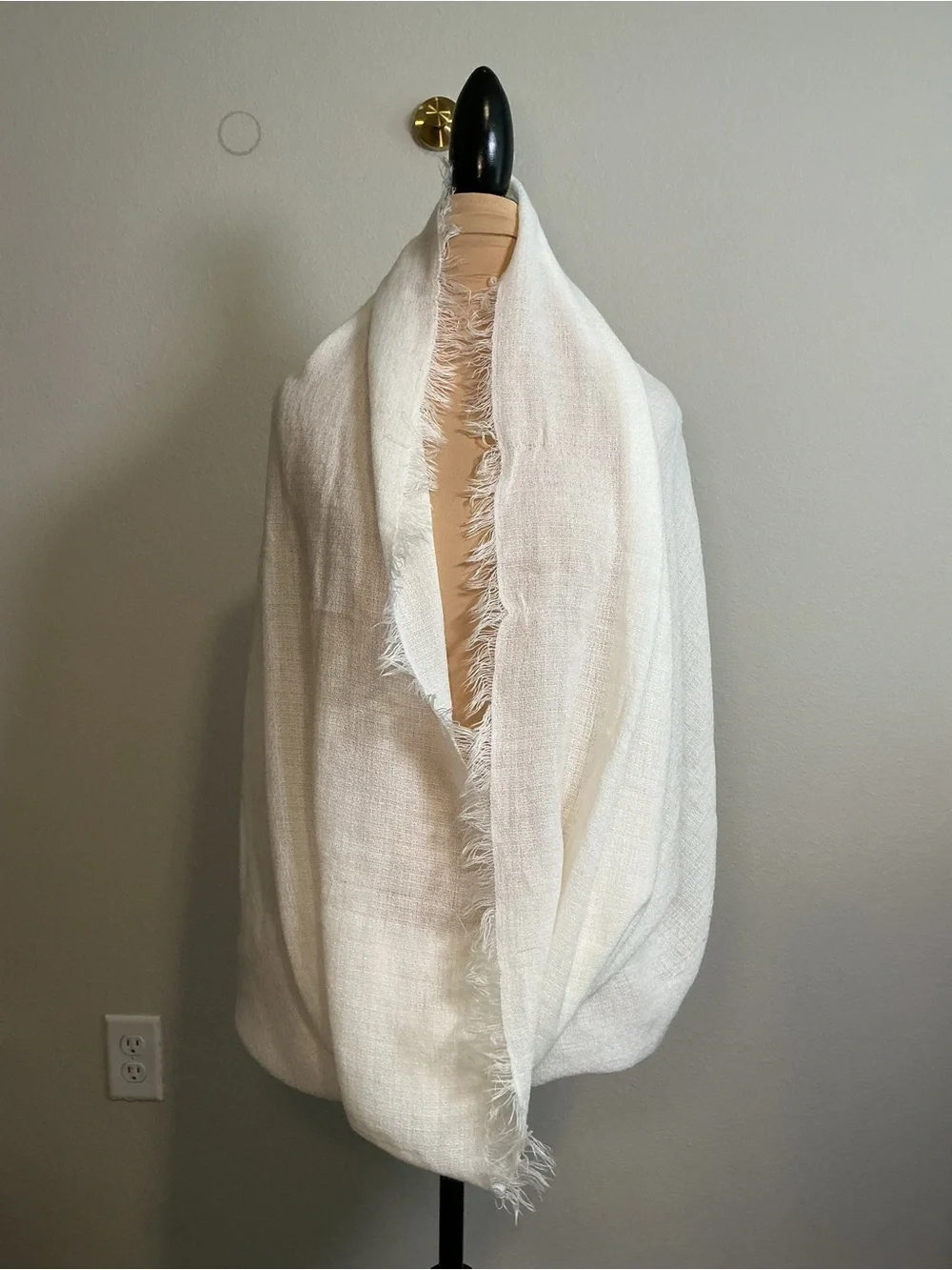Cream Fringed Infinity Scarf - Home Accents